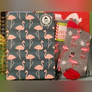 Flamingo 320pg Notebook & Knee HighSock Set